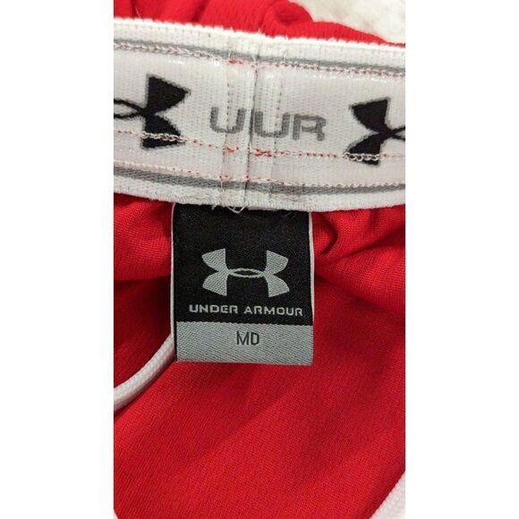 Under Armour Mens Size M Red Polyester Activewear Elastic Waist Athletic Shorts - Picture 5 of 7